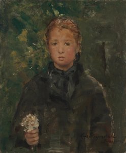 Portret dziewczyny z bukietem kwiatów